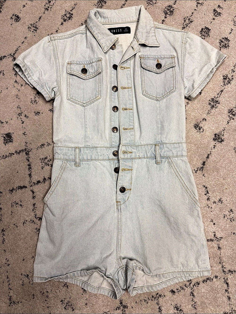 Lioness Denim Romper in Light Denim